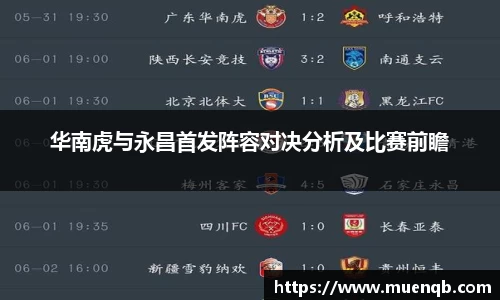 华南虎与永昌首发阵容对决分析及比赛前瞻